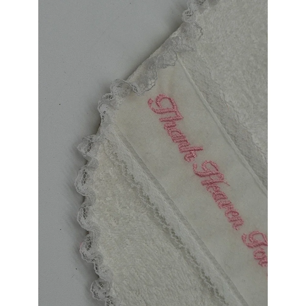 Little Me Vintage Baby Bib Thank Heaven For Little Girls White Lace Trim US Made